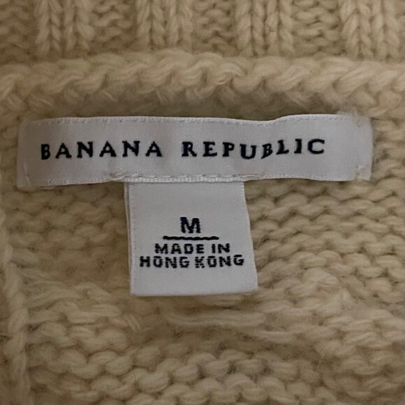 Banana Republic Women Cable Knit Shawl Collar Sweater Size M Butter Yellow Cozy - Picture 4 of 12
